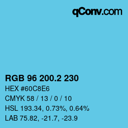 カラーコード: RGB 96 200.2 230 | qconv.com