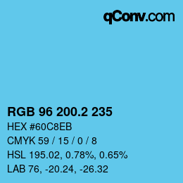 カラーコード: RGB 96 200.2 235 | qconv.com