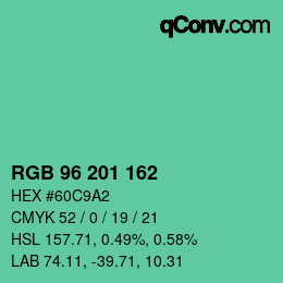 Color code: RGB 96 201 162 | qconv.com