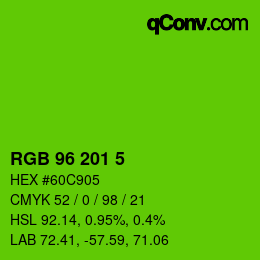 カラーコード: RGB 96 201 5 | qconv.com