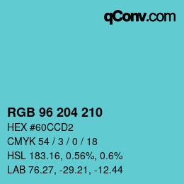 Código de color: RGB 96 204 210 | qconv.com