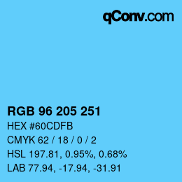 Color code: RGB 96 205 251 | qconv.com
