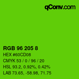 Color code: RGB 96 205 8 | qconv.com