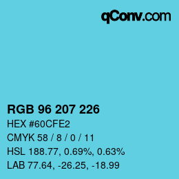 Color code: RGB 96 207 226 | qconv.com