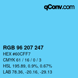 Color code: RGB 96 207 247 | qconv.com