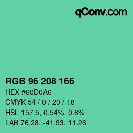 Color code: RGB 96 208 166 | qconv.com
