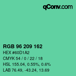 Color code: RGB 96 209 162 | qconv.com