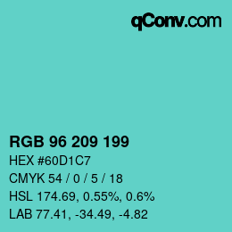 Color code: RGB 96 209 199 | qconv.com