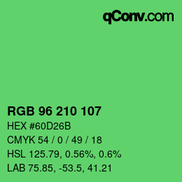 カラーコード: RGB 96 210 107 | qconv.com