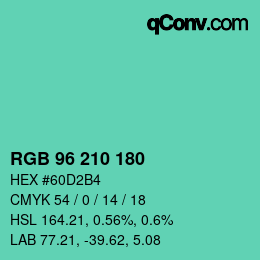 Color code: RGB 96 210 180 | qconv.com