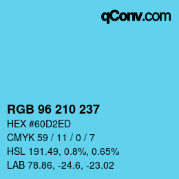 Color code: RGB 96 210 237 | qconv.com