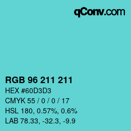 Color code: RGB 96 211 211 | qconv.com