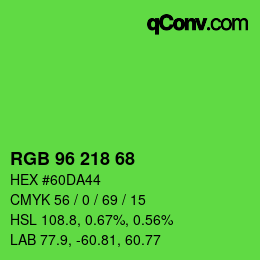 Color code: RGB 96 218 68 | qconv.com