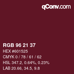 Código de color: RGB 96 21 37 | qconv.com