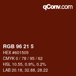 Color code: RGB 96 21 5 | qconv.com