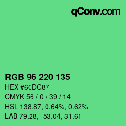 Farbcode: RGB 96 220 135 | qconv.com