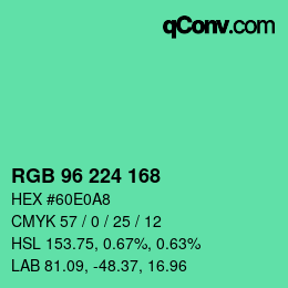 Color code: RGB 96 224 168 | qconv.com