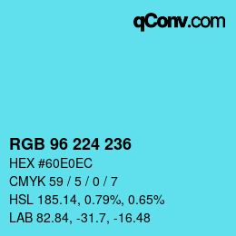 Color code: RGB 96 224 236 | qconv.com