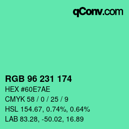 Color code: RGB 96 231 174 | qconv.com