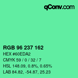 Color code: RGB 96 237 162 | qconv.com