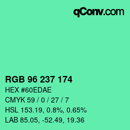 Color code: RGB 96 237 174 | qconv.com