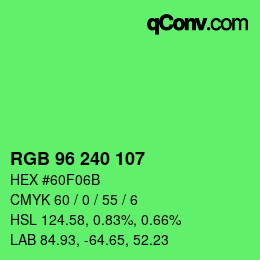 Color code: RGB 96 240 107 | qconv.com