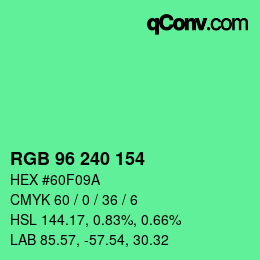 Color code: RGB 96 240 154 | qconv.com