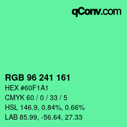 Código de color: RGB 96 241 161 | qconv.com
