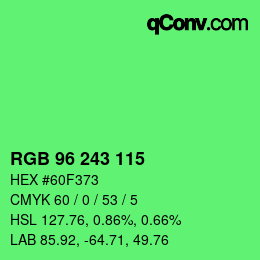 Color code: RGB 96 243 115 | qconv.com