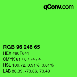 カラーコード: RGB 96 246 65 | qconv.com