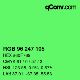 Color code: RGB 96 247 105 | qconv.com