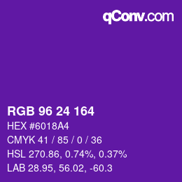 カラーコード: RGB 96 24 164 | qconv.com