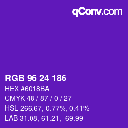 カラーコード: RGB 96 24 186 | qconv.com
