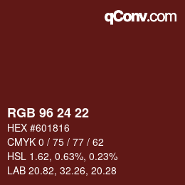 Color code: RGB 96 24 22 | qconv.com