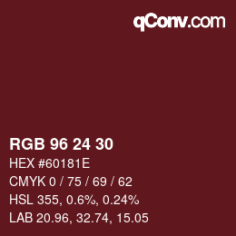 カラーコード: RGB 96 24 30 | qconv.com