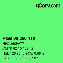 Color code: RGB 96 250 119 | qconv.com