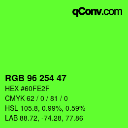 Color code: RGB 96 254 47 | qconv.com