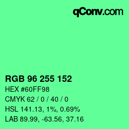 Color code: RGB 96 255 152 | qconv.com