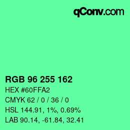 Color code: RGB 96 255 162 | qconv.com