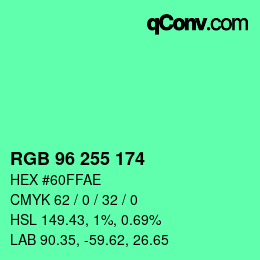 Color code: RGB 96 255 174 | qconv.com