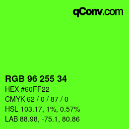 颜色代码: RGB 96 255 34 | qconv.com
