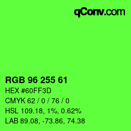 Color code: RGB 96 255 61 | qconv.com