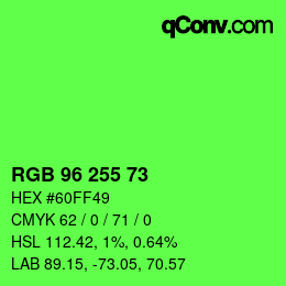 Color code: RGB 96 255 73 | qconv.com