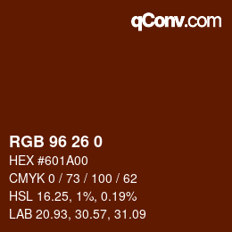 Color code: RGB 96 26 0 | qconv.com