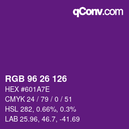Color code: RGB 96 26 126 | qconv.com