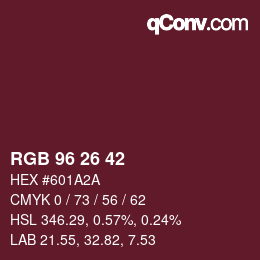 カラーコード: RGB 96 26 42 | qconv.com