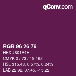 カラーコード: RGB 96 26 78 | qconv.com
