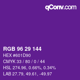 カラーコード: RGB 96 29 144 | qconv.com