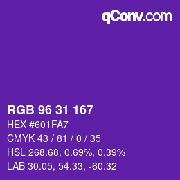 Color code: RGB 96 31 167 | qconv.com