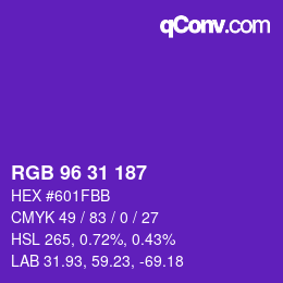 Color code: RGB 96 31 187 | qconv.com